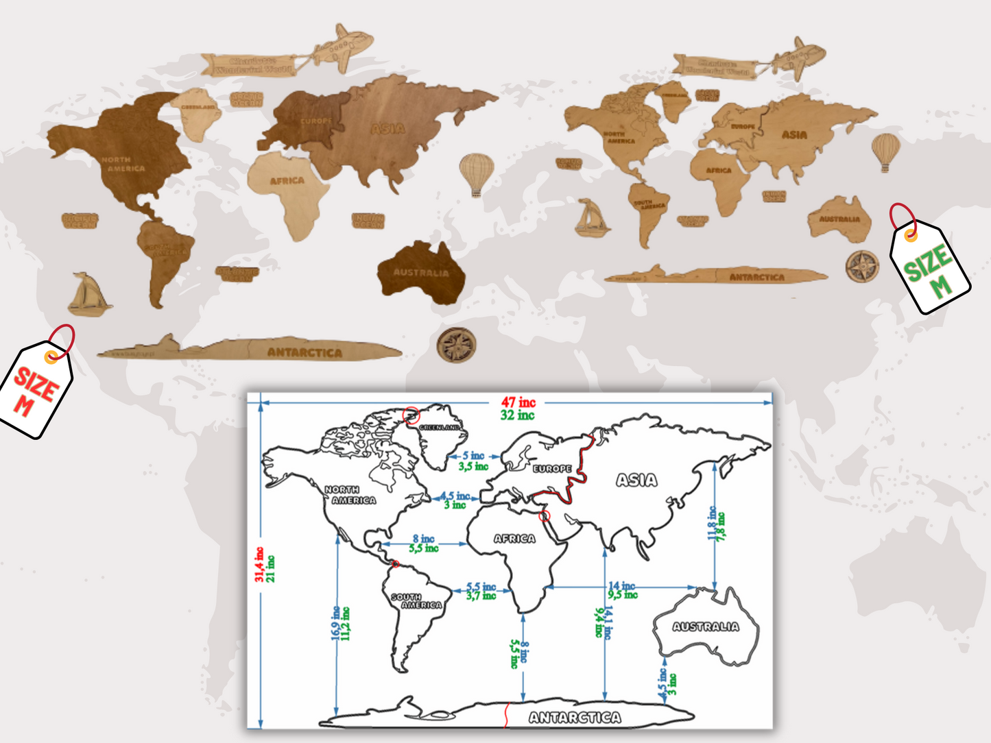 Busy Toys™ Drewniana mapa świata - Animal Planet